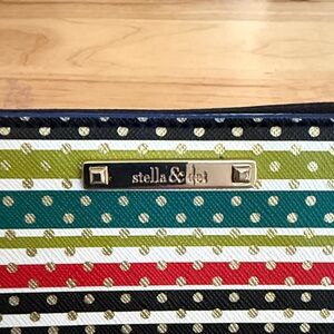 Stella & Dot Multicolor Striped Polka Dot Clutch